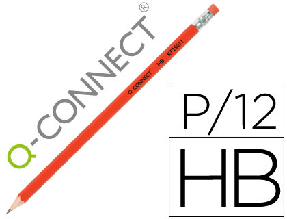 Lápiz de grafito Q-Connect hexagonal HB con goma